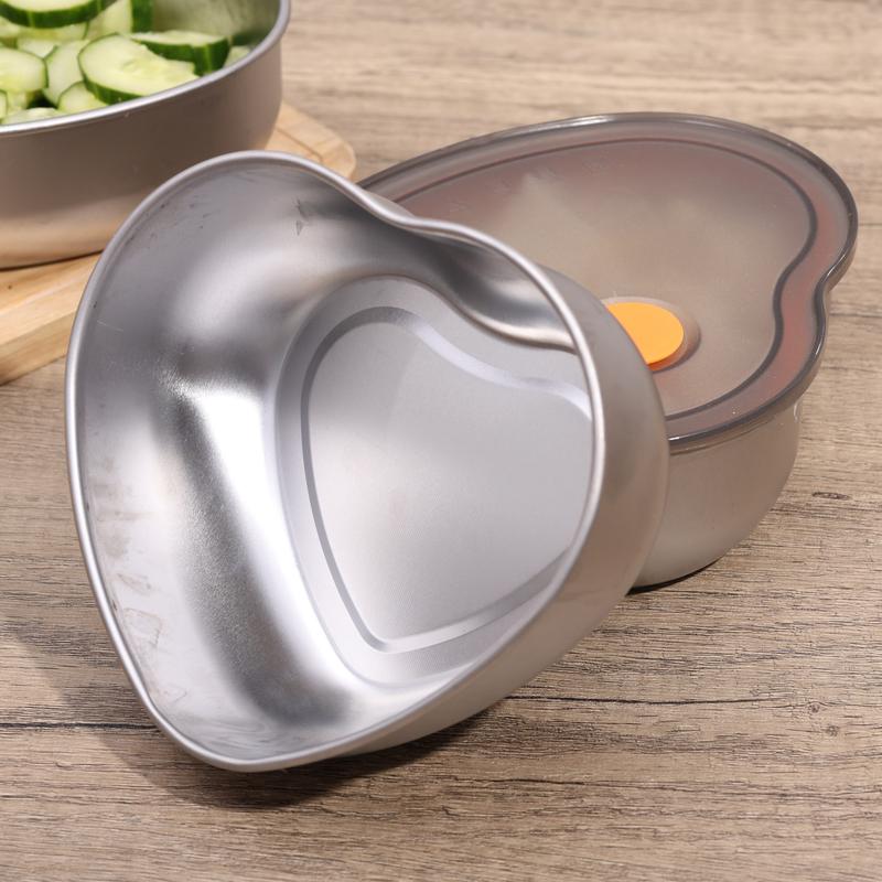 Product Introduction of Heart Shape Stainless Steel Crisper with Lid Bento Box Food Fresh-keeping Boxes Leak-Proof Preserving Containers 19