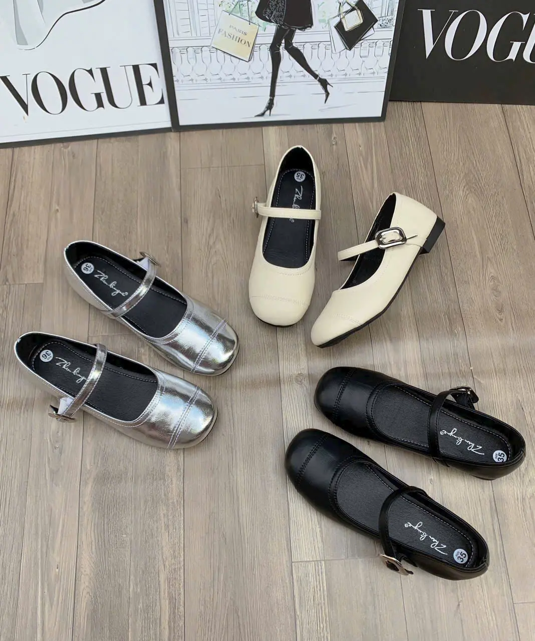 Giày Búp Bê Bệt Trơn Mũi vuông Da Mềm Đủ Size