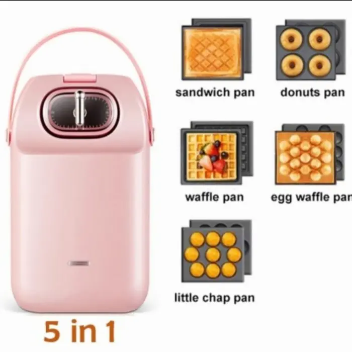 5 In 1 Breakfast Sandwich Waffle Takoyaki Maker - pink