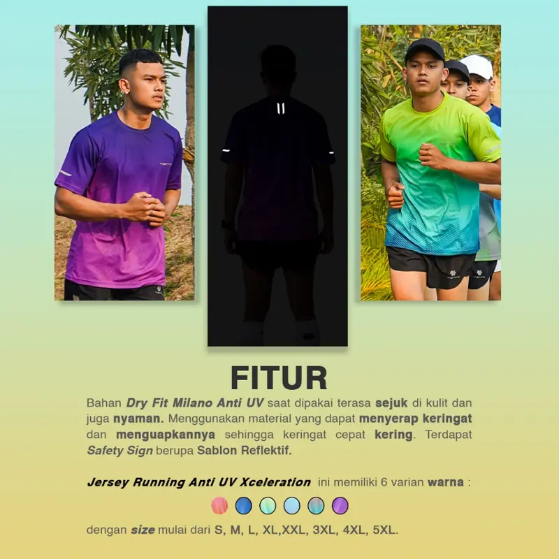 Tiento Baju Olahraga Lari Jersey Running Pria Anti UV Xceleration 1
