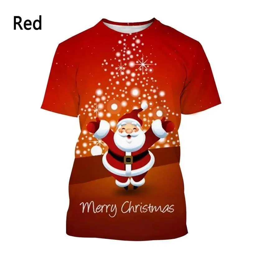 New Fashion Santa Claus 3d Printed T-shirt Men's and Women's Summer Casual Short Sleeve Christmas Eve Shirt Menswear  Decoration Pullover Lingerie Streetwear Fabric Festive Polyester Crewneck Top