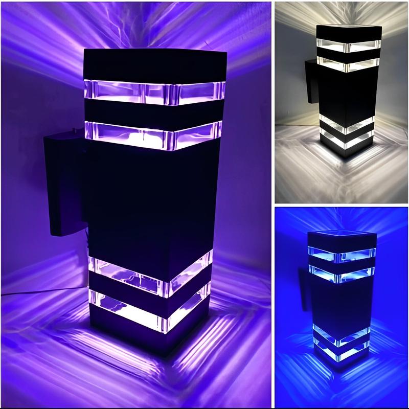 (Nguồn Nhôm-Giá Sỉ) Đèn hắt cột kẻ 2 đầu, 3 chế độ Vàng-Xanh dương-Tím Kích Thước 270x90x150mm , trang trí nhà cửa , cầu thang , phòng khách