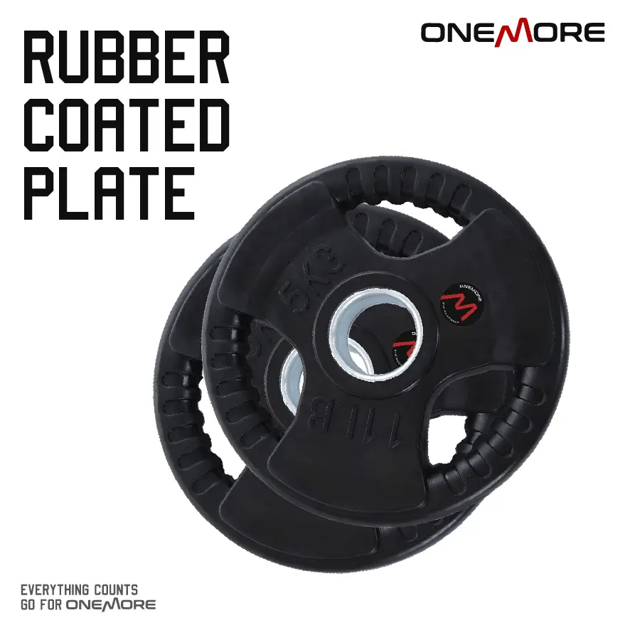 ONE MORE Rubber Coated 5CM Barbell Plate Piringan Beban Plat Barbel Dumbell