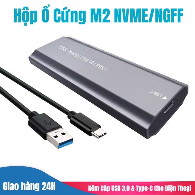  Hộp Đựng Ổ Cứng M2 Chuẩn NVME NGFF Kiểu Dáng Nhỏ Gọn Truyền Dữ Liệu Siêu Tốc 10Gbps Bao Gồm Cáp USB 3.0 Và Type-C 