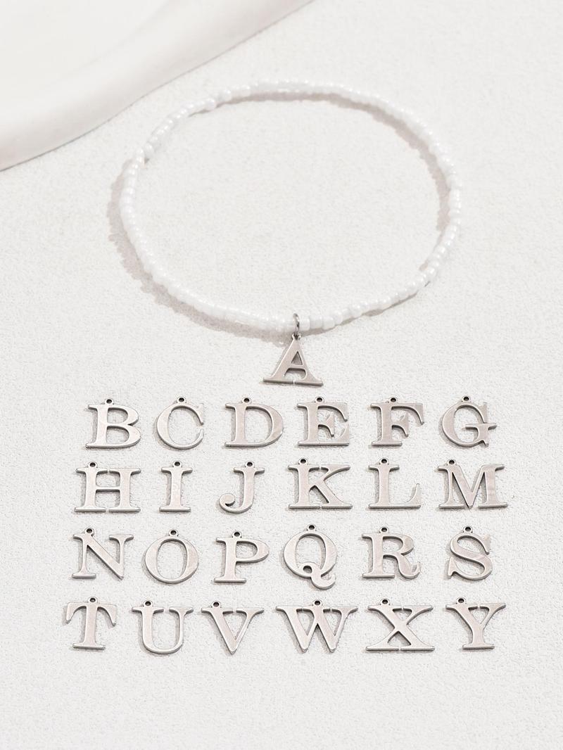 Product Introduction of Fashion Letter Decor Beaded Anklet, Simple Stainless Steel Jewelry for Women & Girls, Party, Daily Clothing Decor, Trendy All-match & Exquisite Jewelry for Birthday Gift 7