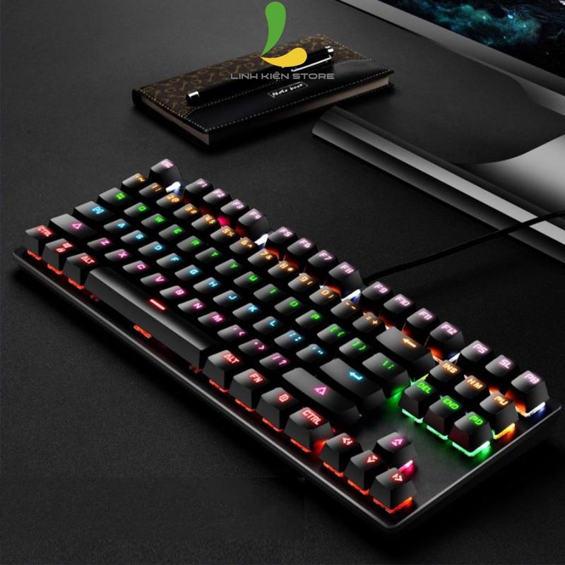 Bàn phím cơ gaming Leaven K550 Blue Switch - Bàn phím có dây 87 phím LED Rainbow đẹp mắt