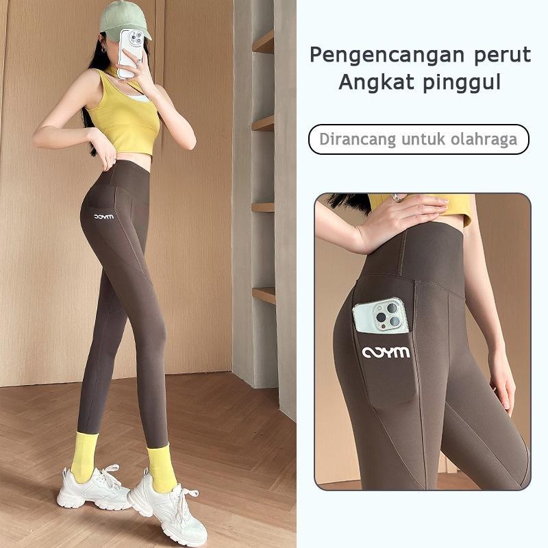 Sports Legging Polos Tebal  Leging  Wanita Pinggang High Waist Legging Panjang Kebugaran Yoga Lari Dengan Saku Comfortable  Stretchy sports bottoms 998 Outdoor 7