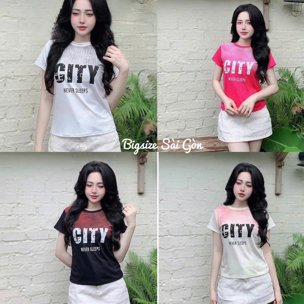 Áo Thun Nũ Cổ Tròn In Vải Thun Tăm 45 - 90Kg Có Bigsize Sài Gòn Top Women - B.1483