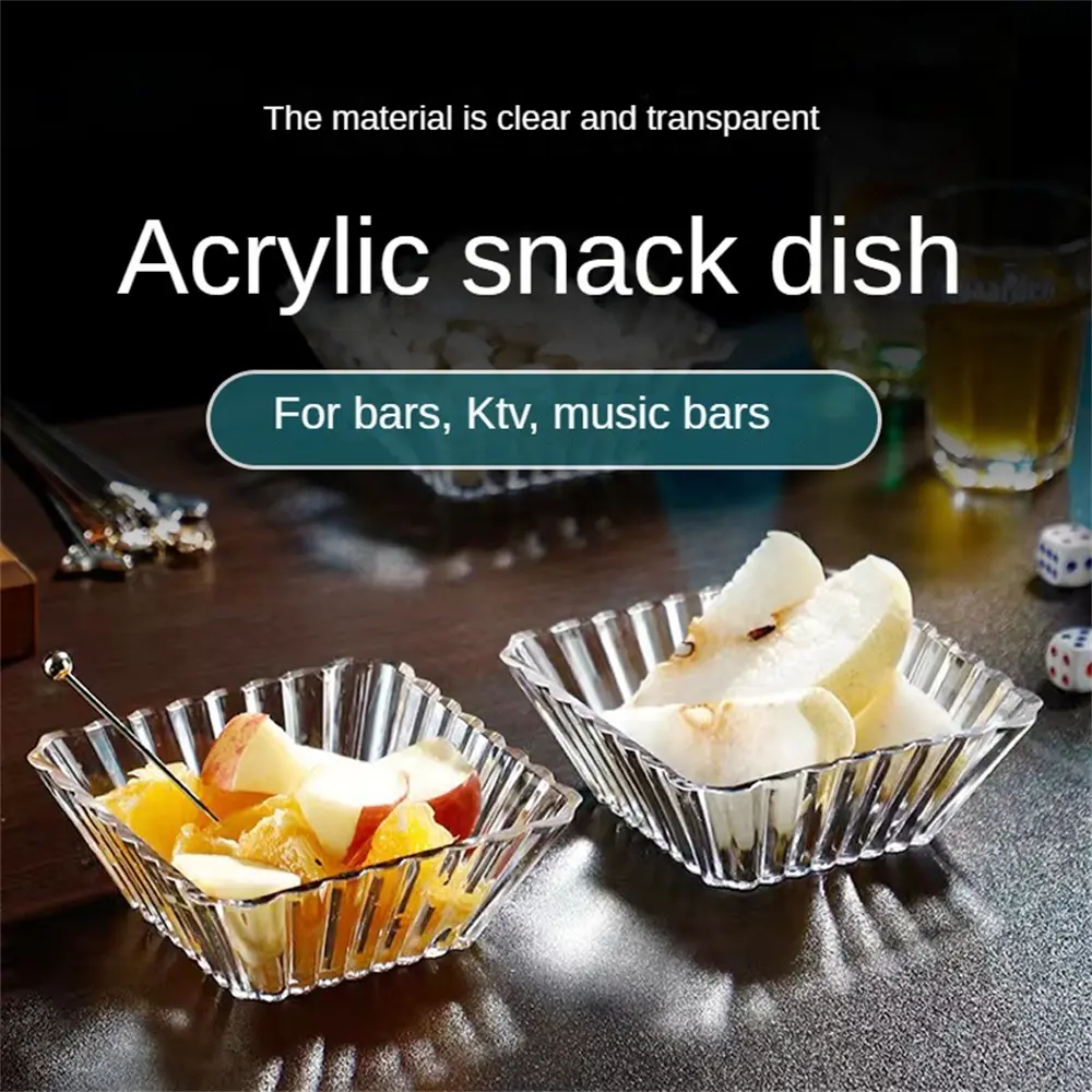 2025 Durable And Easy To Clean Snack Plate Creative Transparent Acrylic Square Snack Plate Suitable For Household Fruit Plate