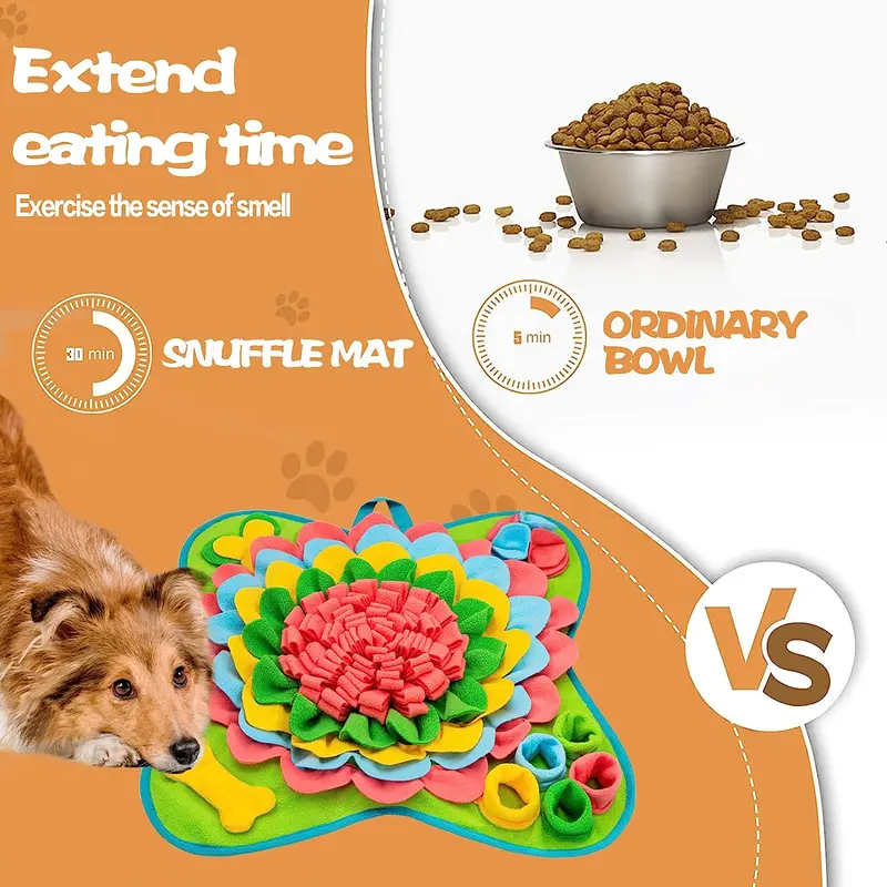Flower Design Indestructible Pet Snuffle Mat, Pet Sniffing Pad, Pet Slow Feeding Mat, Interactive & Stress Relief Toy for Dogs, Dog & Cat Accessories, Valentine's Day Gift 3