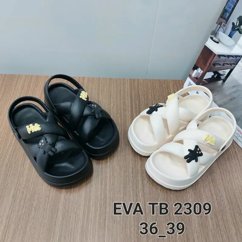 Dép Sandal gắn sticker HÌNH CÚN MÈO chất eva siêu bền nâng 5cm chiều cao 8