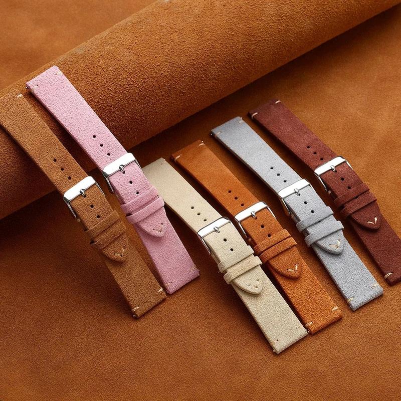 Product Introduction of Wristband 20mm 22mm 4mm 16mm 18mm Quick Release Soft Suede Strap Brown Watch Bands Calfskin Bracelet Women&Men Accessories 4