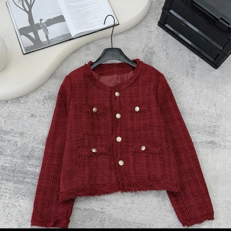 Áo Khoác Dạ Tweed Tua Rua 2 Màu 4 Túi Khuy Vàng, Dáng Ngắn Cúc Ngọc, Vải Dạ Dày Dặn 2 Lớp Sang Chảnh BIGSIZE Nữ