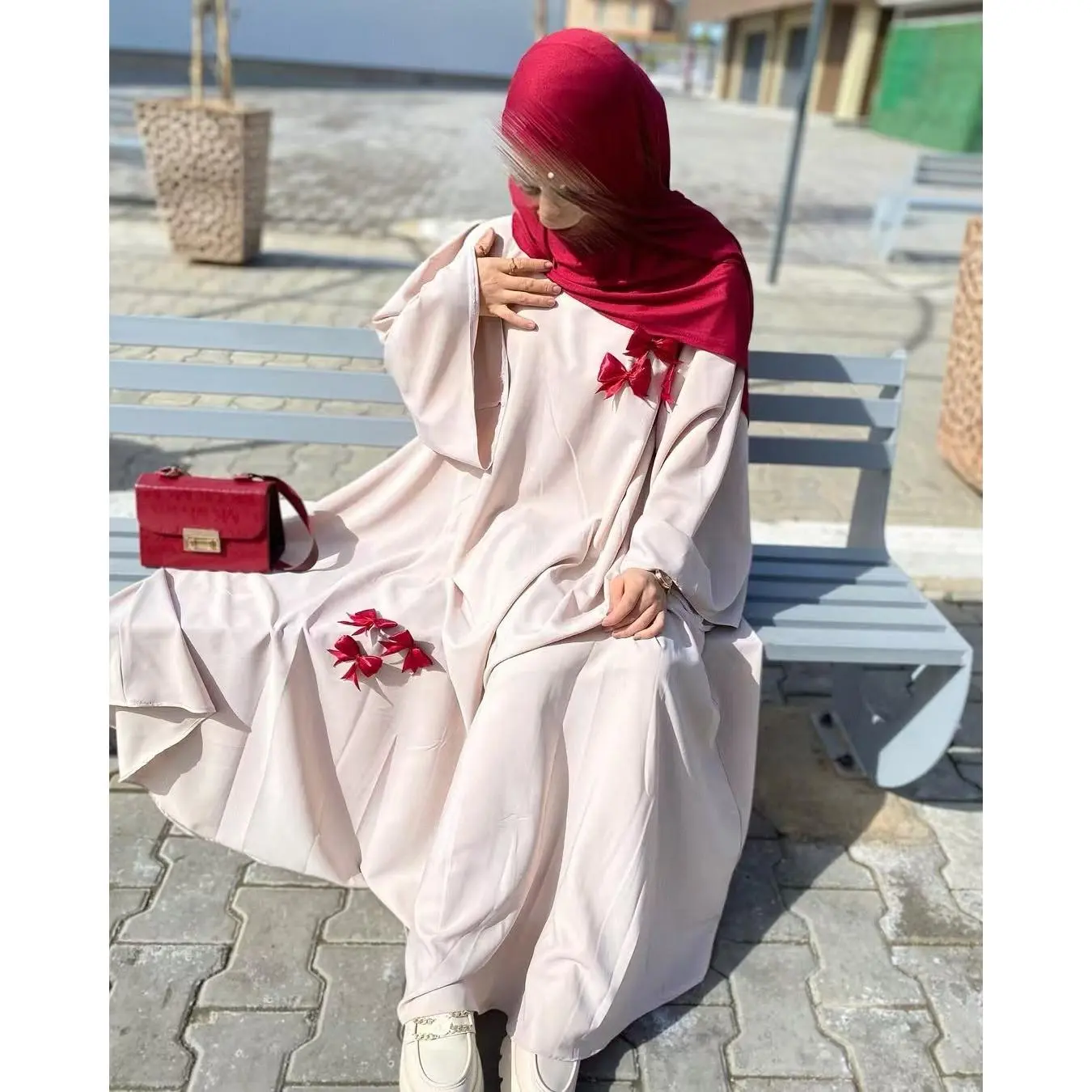 Váy Abaya, Phong Cách Trung Đông Ả Rập, Dành Cho Phụ Nữ, Dáng Rộng Vừa Vặn, Ngoại Cỡ, Với Thắt Nơ, Áo Choàng Dài, Hàng Mới Về Năm 2025, Có Sẵn Trong Kho