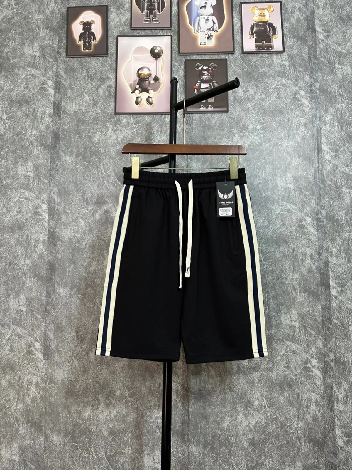 Quần Ngố Phối Dây, Chất Liệu Umi Hàn Cao Cấp Màu đen Nam Menswear Kem