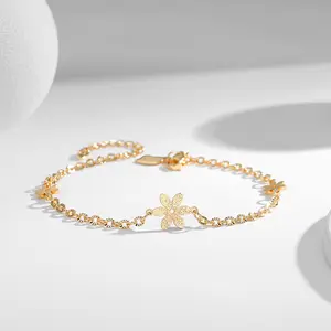 LANMI Gelang Rantai Daisy Kecil Bunga Perhiasan Wanita Aksesoris Perhiasan LM318