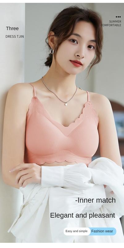 Product Introduction of Girls Korean version of sports back underwear, non-scar steel ring, bra-binding comfort chest small vest anti-sagging 11