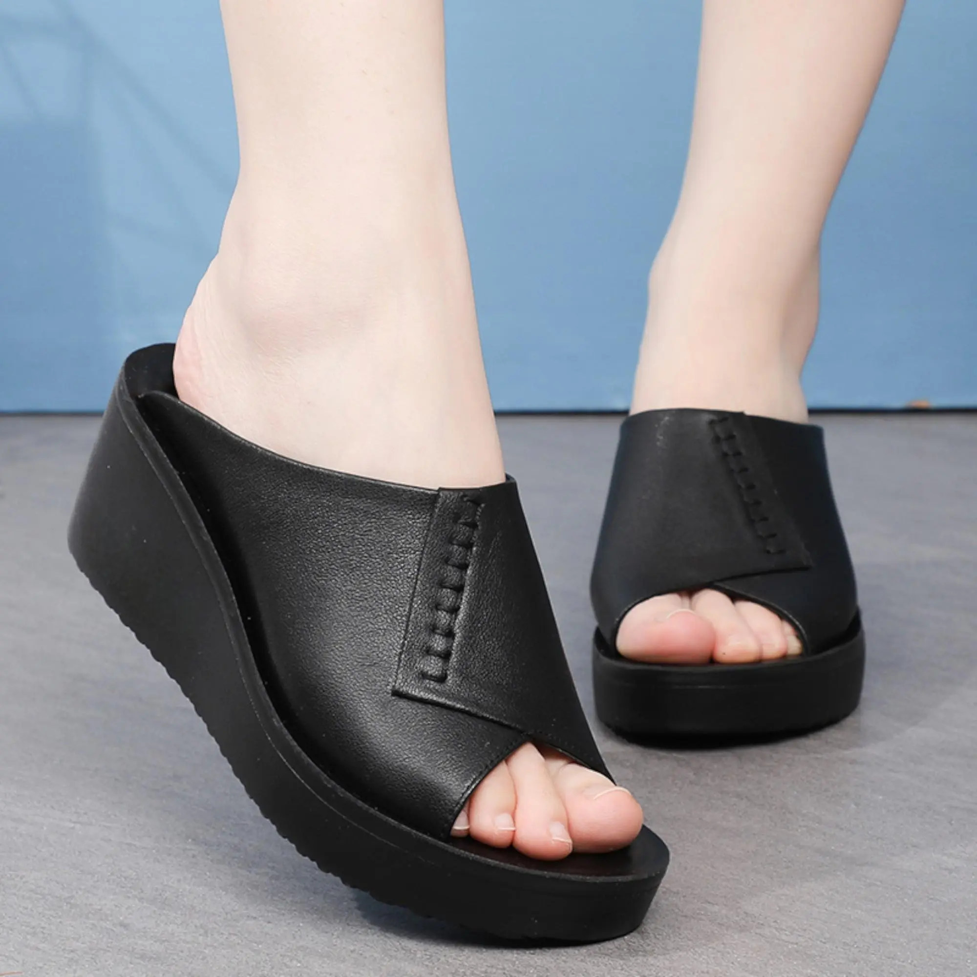 Sandal Wedges Wanita Rempel Empuk Kekinian 2024 Sendal Cewek - Ukuran 37-42 Karet