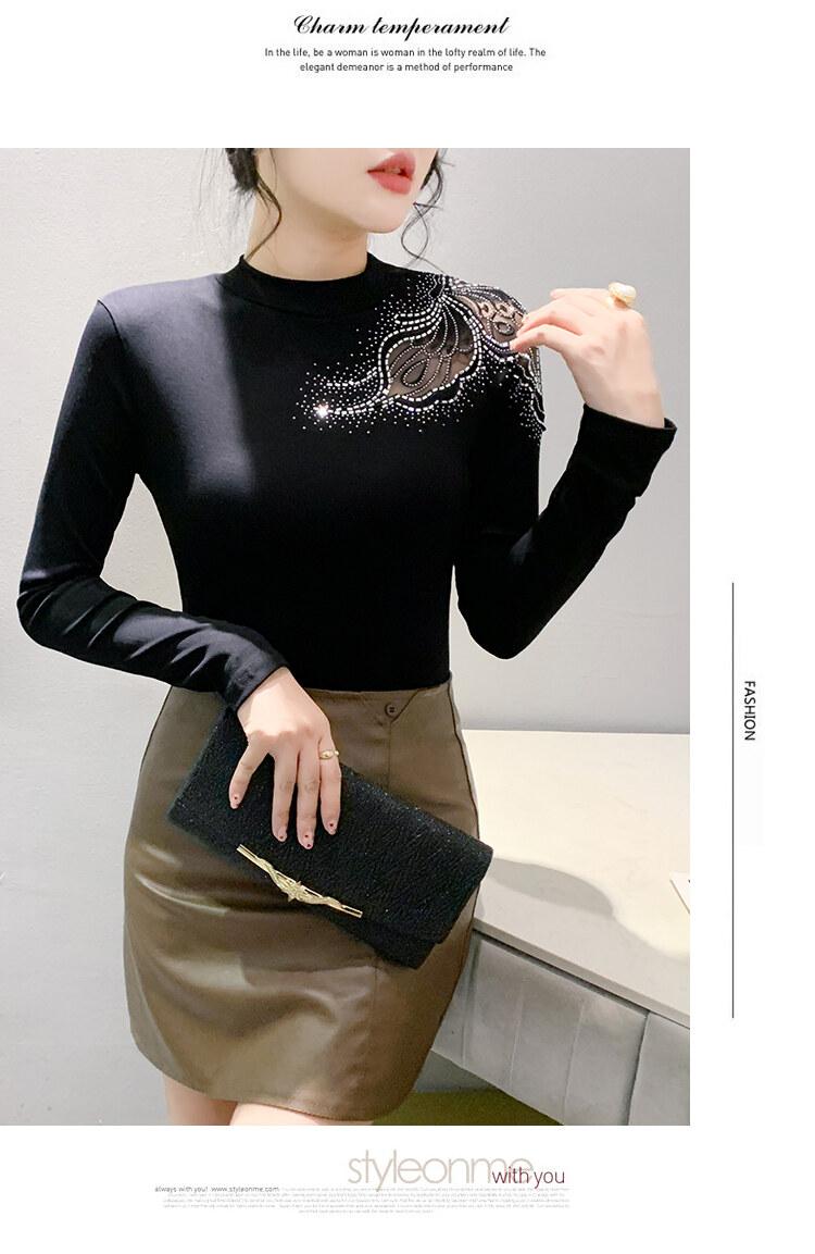 Product Introduction of Áo Sơ Mi Cơ Sở Cotton, Phong Cách Châu Âu, Dài Tay, Cổ Tròn, Thiết Kế khoét Ren Và Kim Cương Giả Màu Đỏ, Thời Trang, Thích Hợp Cho Mùa Xuân Và Mùa Hè, Áo Thun Nữ Đẹp, DL, Xu Hướng 2025 6