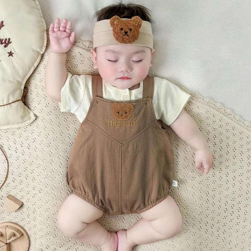 [ Áo + yếm ] Bộ body ngắn tay bodysuit áo liền quần bộ đồ liền thân Babyshop88vn cho bé trai bé gái M24.1.24-1 Jumpsuit