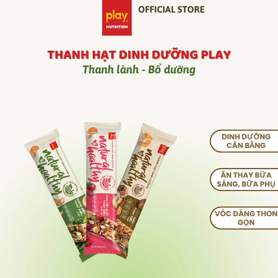 Thanh hạt dinh dưỡng PLAY Natural Healthy - Bánh hạt dinh dưỡng, bánh ngũ cốc ít ngọt