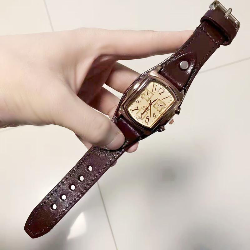 Đồng Hồ Da, Thời Trang Cổ Điển Phong Cách Cặp Đôi, Hình Chữ Nhật, Dành Cho Phụ Nữ Và Nam Giới, Đồng Hồ Da, Mặt Số Lớn, Cá Tính Đơn Giản, Thời Trang Phụ Kiện Watch 5