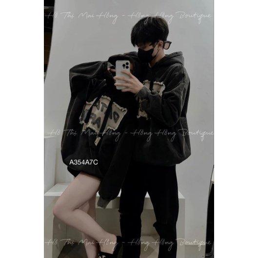 Áo hodie nam nữ phối đáp bò ngực, áo nỉ cotton form thụng tay bồng, hotrend unisex 5