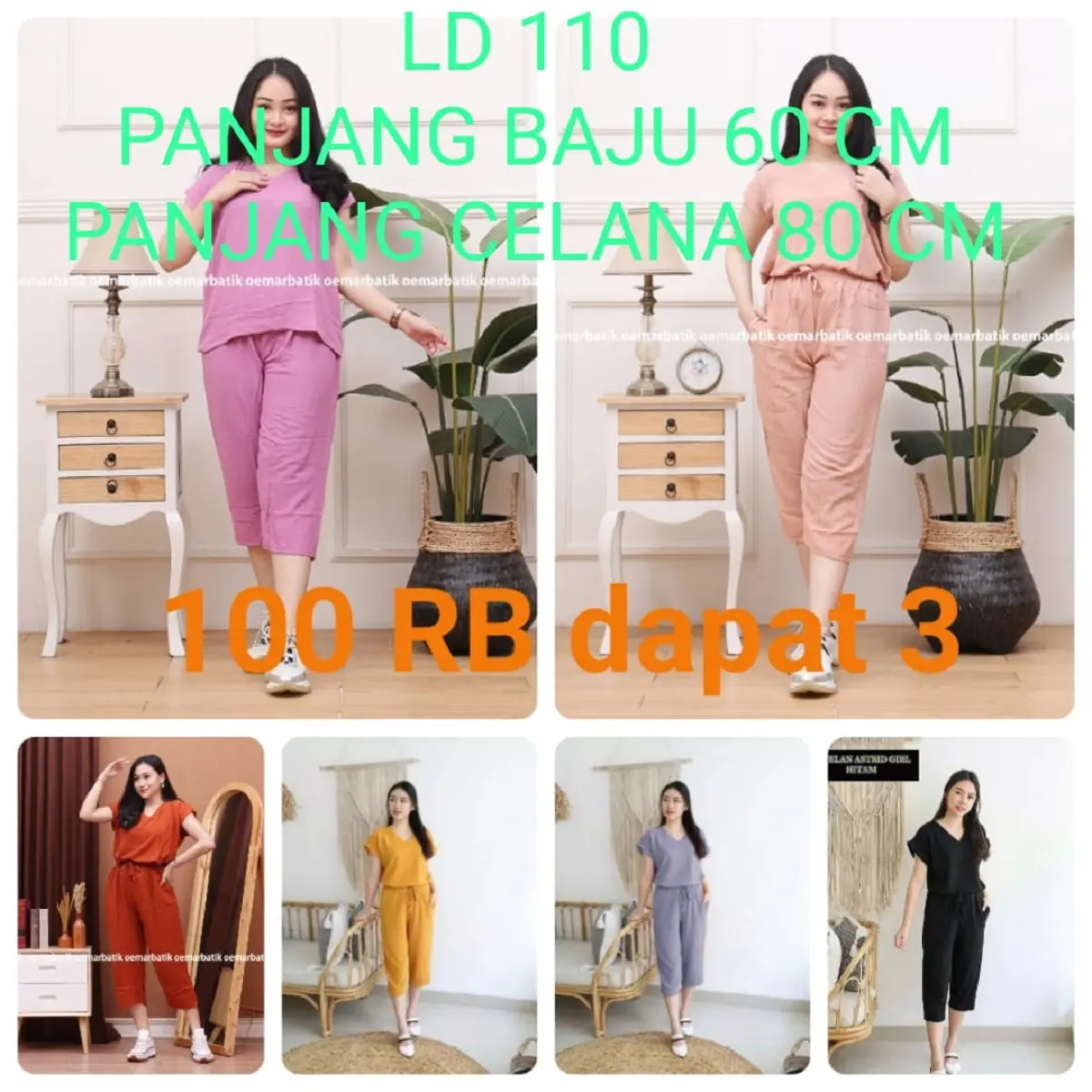 SET ASTRID GIRL 3 PCS(WARNA RANDOM)- Setelan Wanita Korea Kekinian(baju+celana) - Setelan Wanita Jumbo Murah - BAHAN RAYON Baju Biru Celana Fit