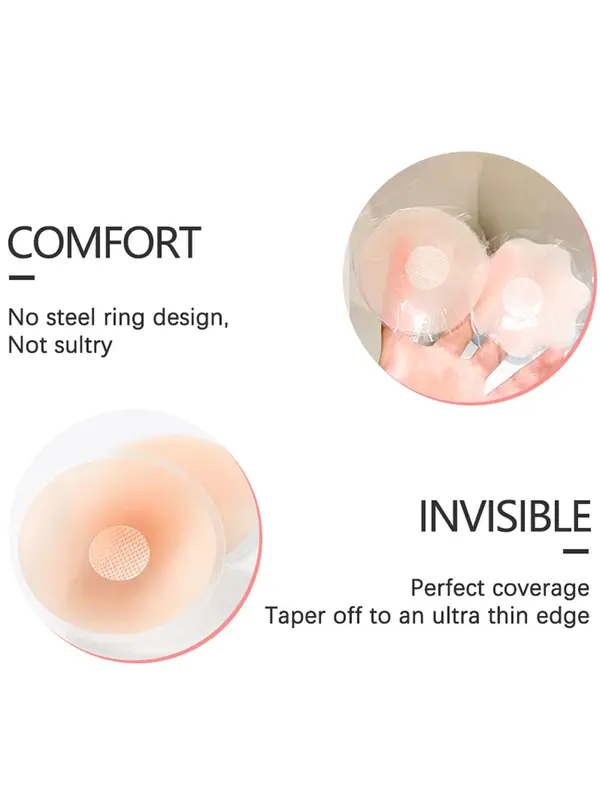 Women's 1 Pair Solid Color Invisible Nipple Cover, Silicone Nipple Cover Daily Wear, Underwear Accessories Four Seasons 5