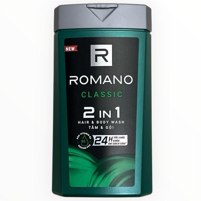 TẮM GỘI NAM ROMANO CLASSIC 2 IN 1 180G HƯƠNG NƯỚC HOA CAO CẤP