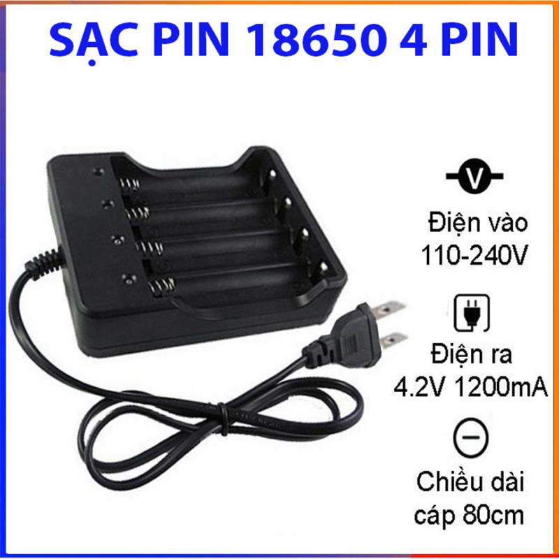sạc pin 18650 4 pin 3.7-4.2V phích cắm tiện lợi có đèn báo đầy tự ngắt