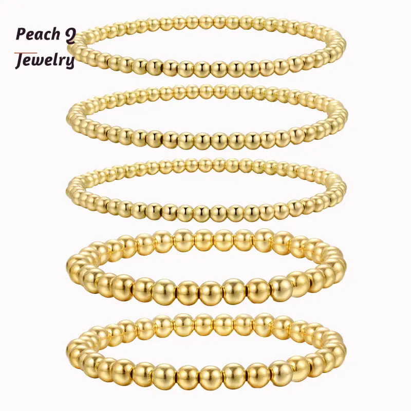 Bracelet 4mm6mm Simple round Beads Retro American CCB Elastic Beaded Bracelet