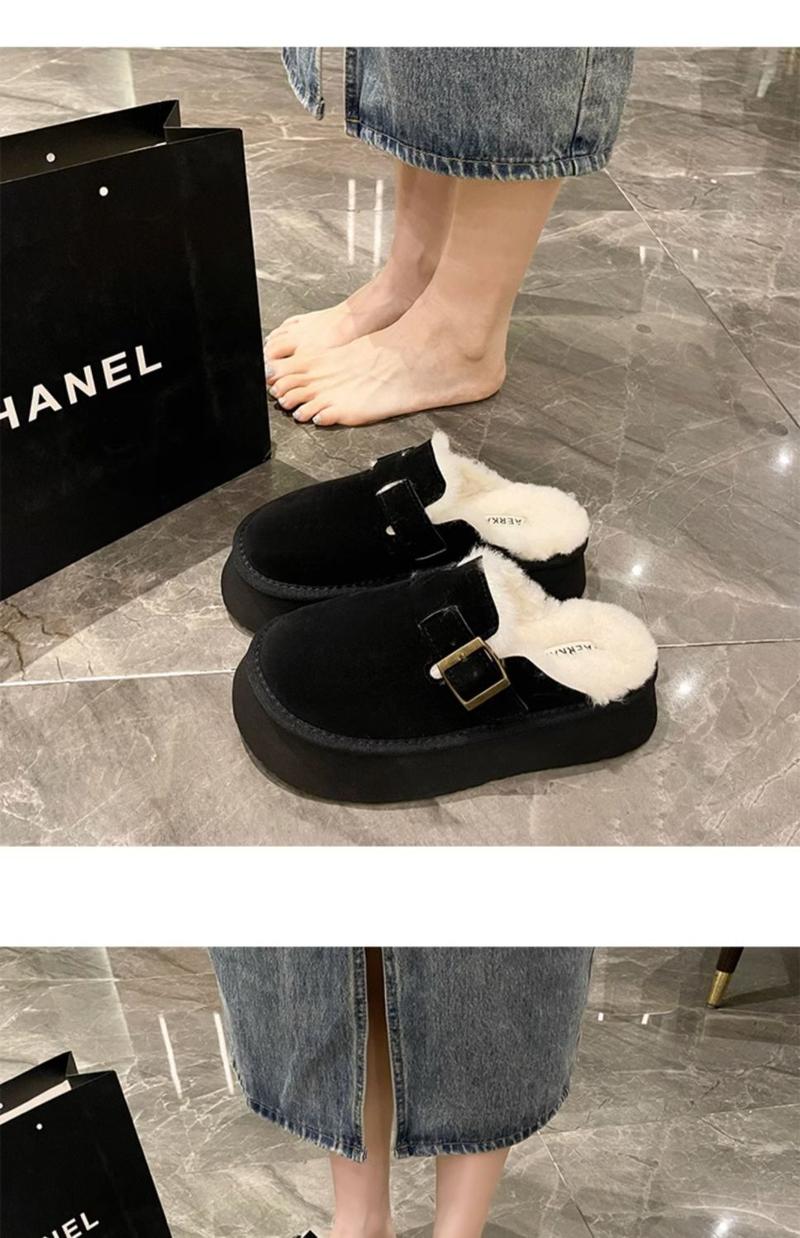 Product Introduction of Dép Lê Bên Ngoài Nữ, Furry, Tăng Chiều Cao, Boken Mới, Bít Mũi, Lót Lông Cừu Lười, Ấm Áp, Đế Lười, 20242024 8