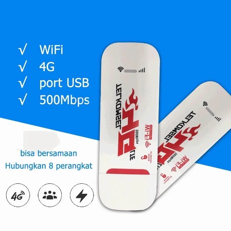 Modem WIFI USB, JAPOO, Kelajuan 500Mbps, Serasi 4G LTE, Wi-Fi Mudah Alih, Serasi dengan Semua Pengendali LTE, Modem USB, Mifi Modem, Sokongan PC dan Telefon Bimbit Komputer Riba, Sesuai untuk 10 Peranti