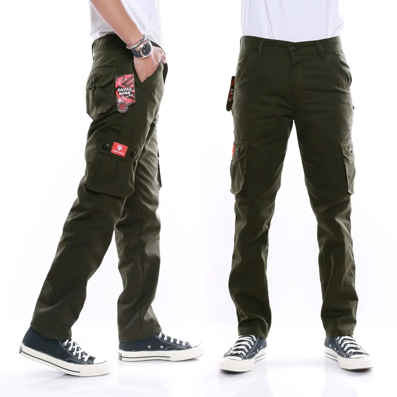 CELANA CARGO PANJANG Pria.CARGO DEWASA Abu Army Cream Hitam