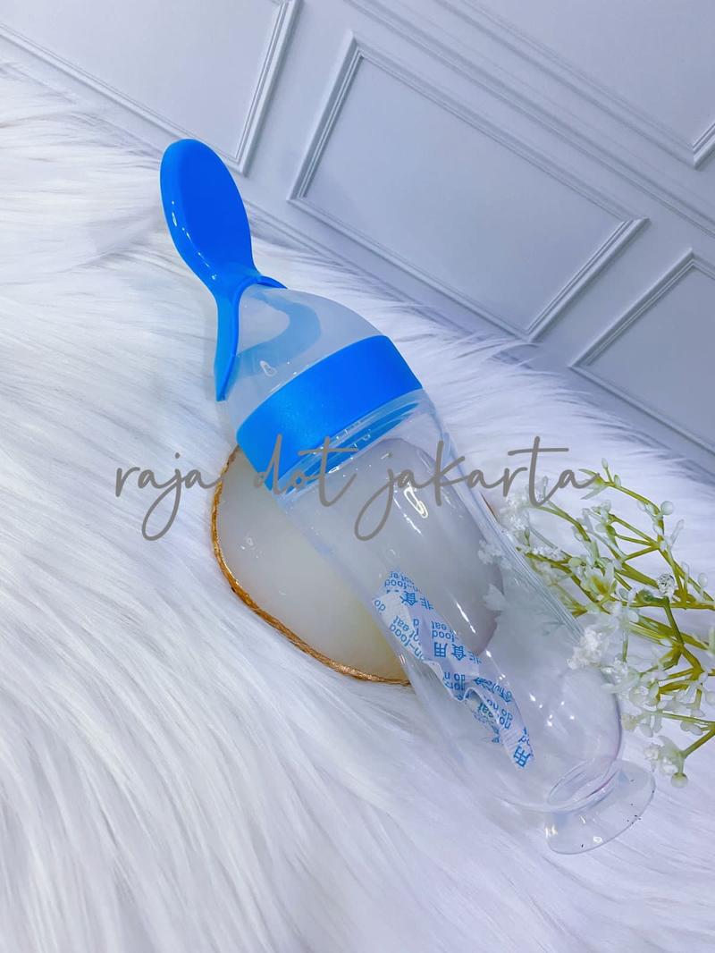 Product Introduction of Botol sendok makan bayi silikon 90ml - alat makan bayi - mpasi Pink Pink Biru lateks gratis piring set peralatan bayi Accessories Perlengkapan 3
