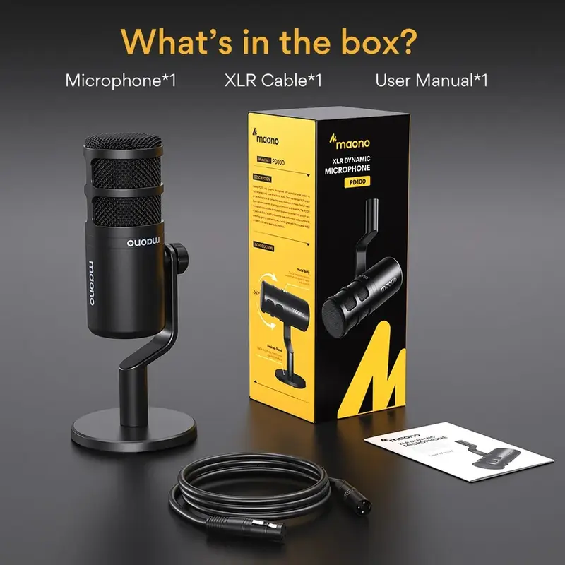 MAONO AMC2 Neo Paket Soundcard Audio Microphone PD100 Dynamic XLR untuk Podcast Live Streaming Gaming Recording Karaoke Music 6