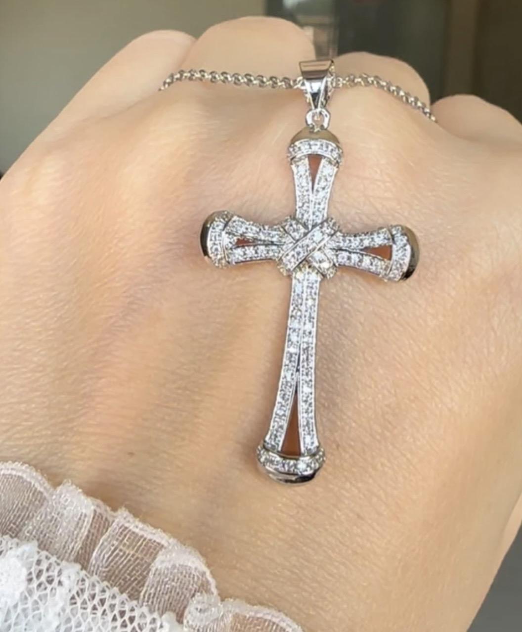 Kalung Liontin Klasik Square Cross Silver 925 Kalung Wanita Aesthetic Natural Berlian+RANTAI Ulang tahun Sukses Harian Pernikahan