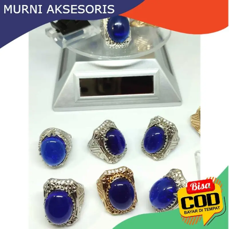 Murni Aksesoris. CIncin Biru Bangkok, Qualitas Super, Permukaan Halus dan Warna Cerah Tembus Cahaya 3