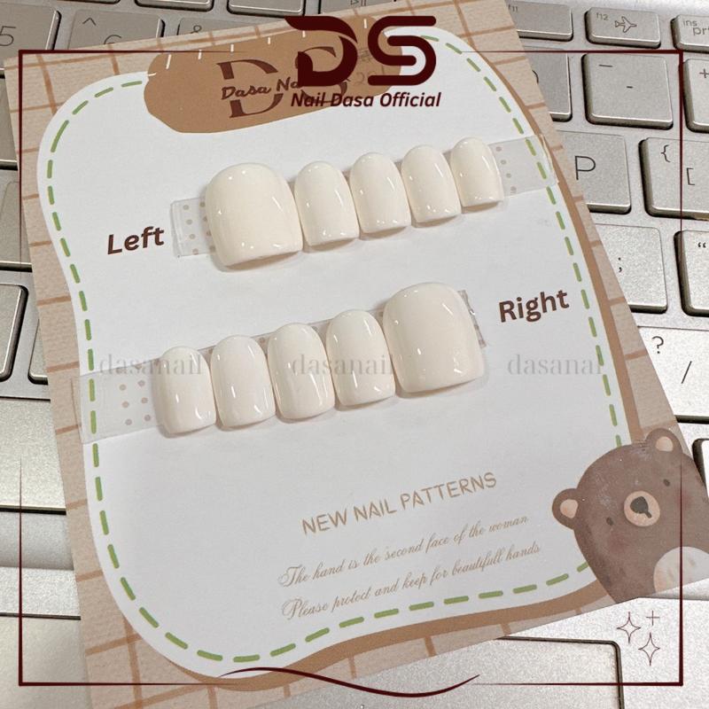  Móng chân giả DÀI  móng tay form NGẮN màu BASIC nail box chân KHÔNG KÉN DA đơn giản tặng keo dán móng DCB02 miếng  dán 