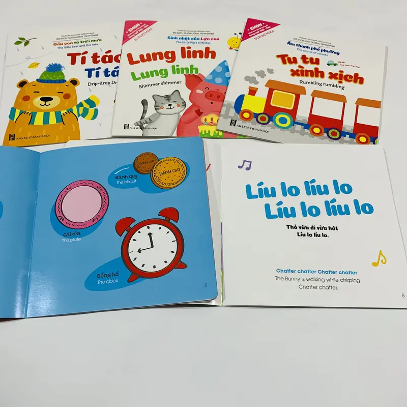 Bộ 5 cuốn Ehon Âm Thanh song ngữ Cho Bé 0-6 Tuổi 1