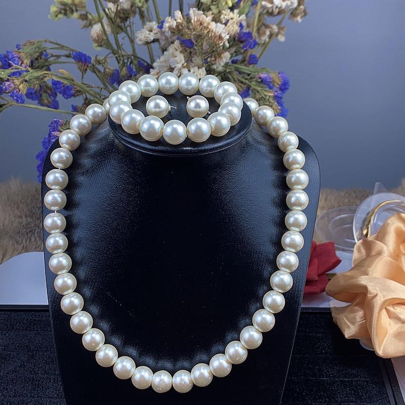 Com bo 3 món chuỗi vòng cổ hoa tai, tay ngọc trai san hô, 8mm, 10mm, 12mm, 14mm mặc váy áo dài sang chảnh dành cho phái nữ.