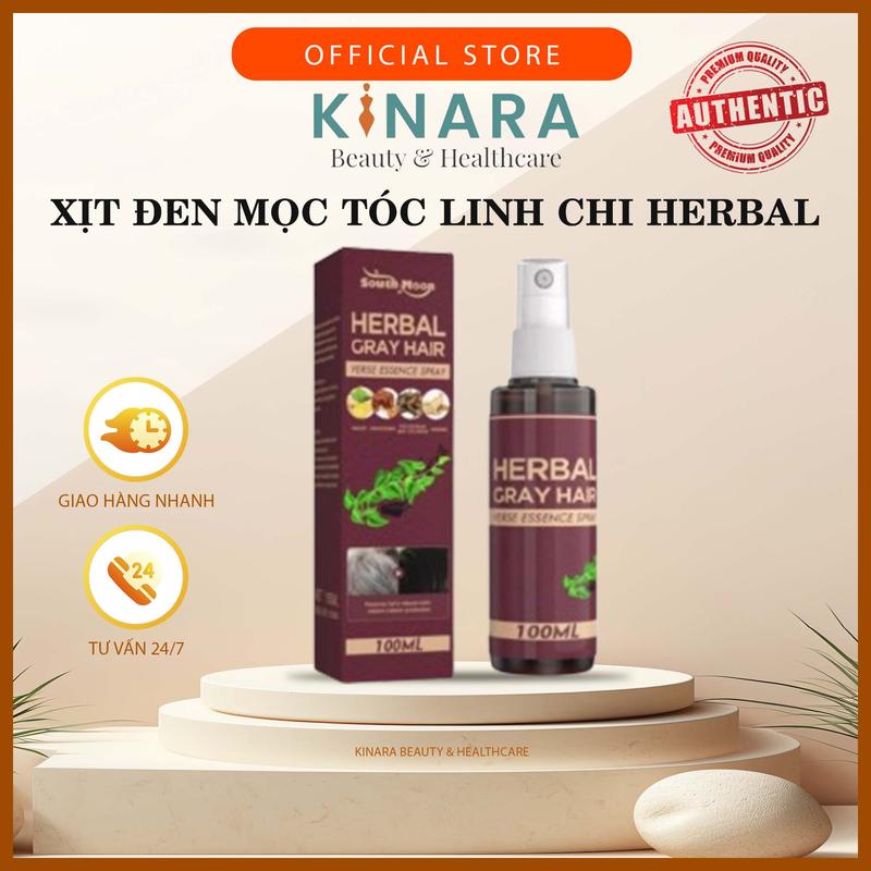 Tinh Chất HERBAL Nấm Linh Chi Hỗ Trợ Đen Tóc - Xịt HERBAL GRAY HAIR Hỗ Trợ Phủ Bạc Đen Tóc 100ml
