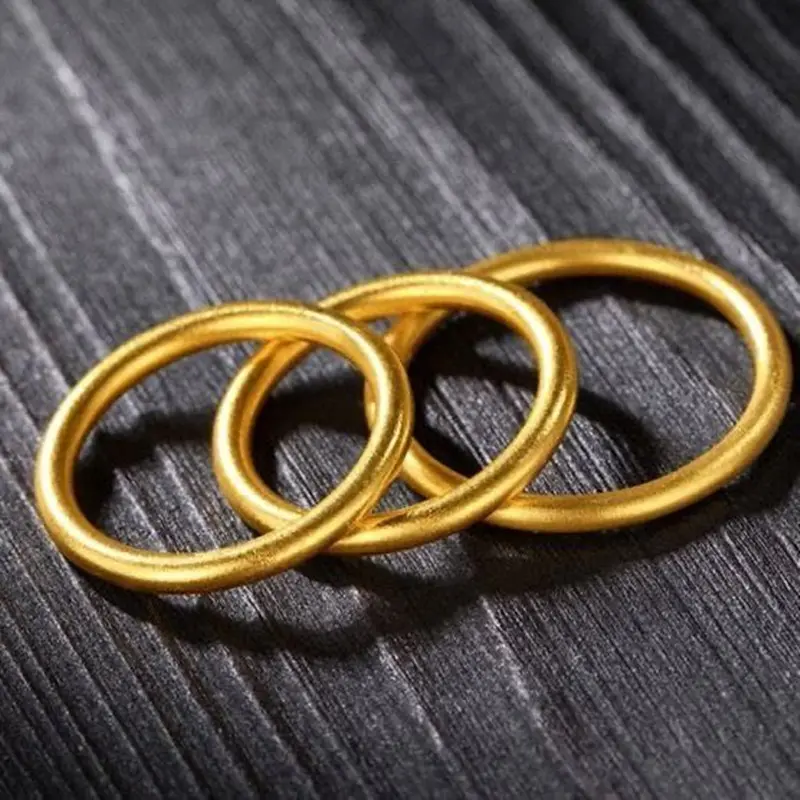 Jindian Same Style Ancient Law Inheritance Sansheng III Alluvial Gold Ring Female Matte Simple Simple Bracelet Closed Mouth