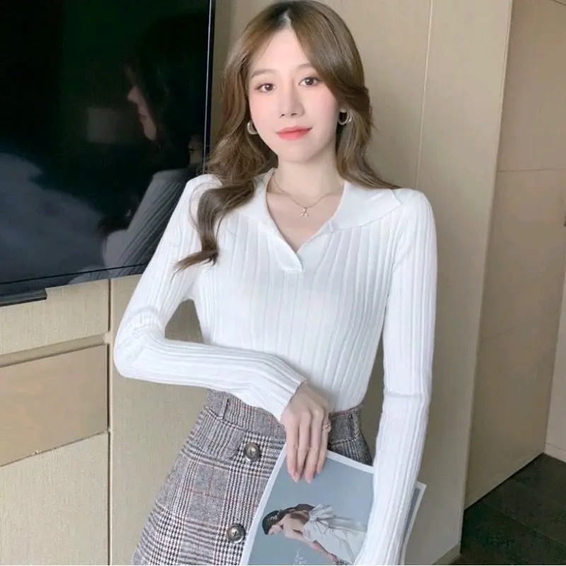 baju polo wanita/atasan rajut wanita longsleve Polos Panjang Soft Top Sweater cardigan  korea Knitwear Outer Crop Kardigan 6