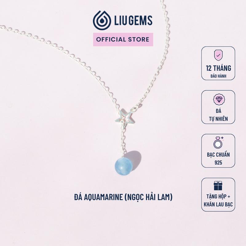 Dây Chuyền Bạc 925 Cho Nữ Liugems 1 Hạt Size Nhỏ Tinh Tế Kết Hợp Charm Ngôi Sao Mix Đá Phong Thuỷ Tròn DC04 (Mua một, tặng một hộp đựng trang sức + một khăn lau bạc miễn phí)