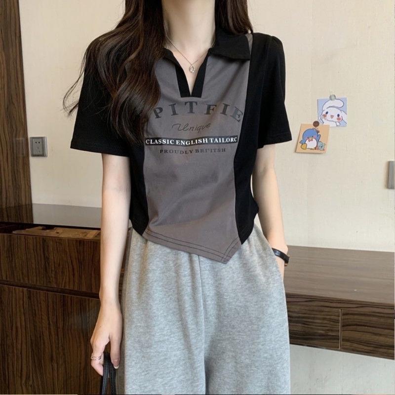 Áo polo thun cổ trụ kiểu phối màu nâu đen in ảnh VANISA CT056 6