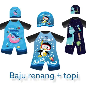 baju renang anak Balita/baju renang anak Lengan Bayi Lengan Karakter Print Swimwear
