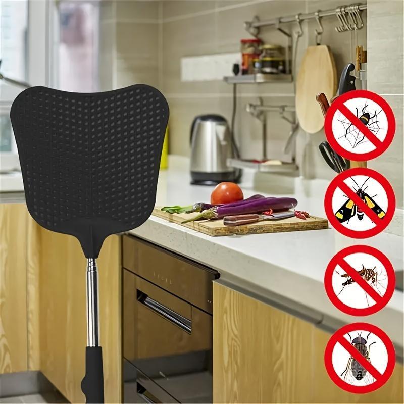Product Introduction of Telescopic Fly Swatter Set, 1/2 Counts Durable Plastic Fly Swatter with Stainless Steel Handle, Fly Swatter for Indoor & Outdoor Use 5