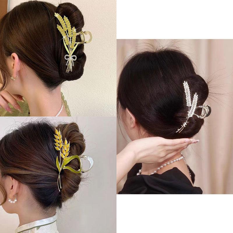 Kẹp Tóc, Thiết Kế Gai Lúa Mì, Cao Cấp, Kẹp Tóc Càng Cua Búi Tóc Sau Đầu, Dành Cho Nữ, Cỡ Lớn, Thanh Lịch, Kẹp Cá Mập, Phụ Kiện Tóc, Thích Hợp Cho Mùa Hè 5
